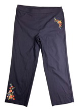 Alfred Dunner Women’s Navy Pull On Pants Size 16 Embroidered Floral Stretch - $23.26
