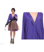 New Tov Holy &quot;Vavoom&quot; Purple V Neck Wrap Blouse w/ Vented Sleeves MSRP $76 - £45.82 GBP