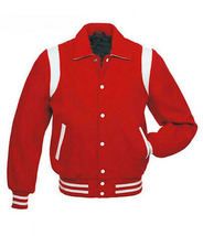 DSHARKS Red Wool White Genuine Leather Trim Varsity Jacket - $150.00+