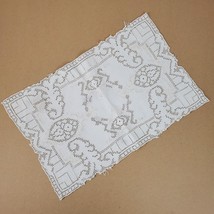 Vintage Embroidery w/ Cutouts Dresser Doily Beige Approx 9.5x15 Inches - $10.40