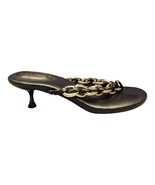 Shoedazzle Mariana Gold Chain Detail Kitten Heels Sandals Womens Size 7.... - $49.50