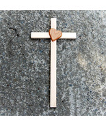 Simple Wooden Wall Cross with Heart,Religious Catholic Christian Gifts, ... - $40.52 CAD