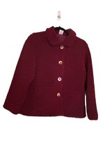 WONDER NATION Girls Size XL 14-16 Maroon Dark Red Teddy Bear Jacket - $375.23 MXN