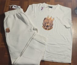  White Sweat  Pants &amp; Shirt  Set DOG Design, Size Large   Unisex, new wi... - $50.00