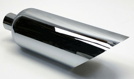 Exhaust Tip 6.00  Outlet 2.50  Inlet 18.00  Long Slant 304 Stainless Chrome Plat - $86.63