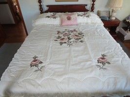 Nip English Rose Queen Bedspread 2 Shams &amp; Accent Pillow - 100&quot; X 105&quot; - £78.95 GBP