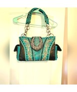 Montana West PU Leather Embroider Turquoise Rhinestone Conceal Carry Purse - £62.90 GBP