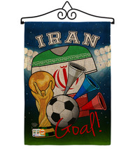 World Cup Iran Soccer Burlap - Impressions Decorative Metal Wall Hanger Garden F - £27.14 GBP