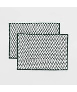 Room Essentials 2 Pack Everyday Chenille Bath Rug Set Dark Green White N... - $15.83