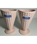 Faiancas Ramos 2 Ceramic ice cream bowls shaped like waffle cones PINK  New - $398.61 MXN