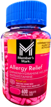 Member's Mark Allergy Relief Tablets 25 mg Diphenhydramine HCL 600 Ct EX... - $11.66