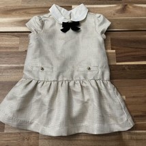 NWOT Janie &amp; Jack Gold Metallic Dress With Black Bow Size 12-18 Months - £15.21 GBP