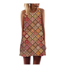 New Summer Dress Women&#39;s Sleeveless Vinatge Print Casual Boho Skirt A-Line Mini  - £57.48 GBP
