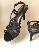 NINA Black Sparkle Strappy Ankle Buckle Closure Sandals/Heels (Size 9 M) - £15.69 GBP