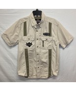 Harley Davidson Beige Full Button Short Sleeve Shirt Men Small - $30.51 CAD