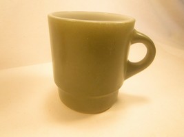 Coffee Cup Glass Mug ANCHOR HOCKING Olive Green FIRE KING [Y4a] - £4.49 GBP