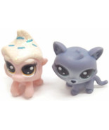 LPS Authentic Littlest Pet Shop Mini purple cat Green Eyes &amp; pink sparkl... - $8.99