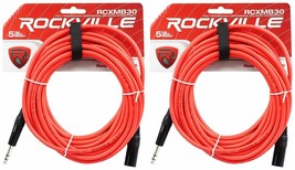 2 Rockville RCXMB30-R Red 30' Male REAN XLR to 1/4'' TRS Balanced Cables - £42.69 GBP