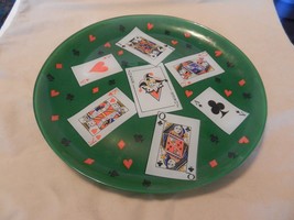 Large Green Glass Poker Night Serving Tray, Aces, Kings, Queens, Jacks - $60.00