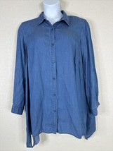 Zac &amp; Rachel Womens Plus Size 2X Blue Chambray Button-Up Shirt Long Sleeve - £14.17 GBP