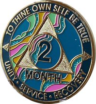 2 Month AA Medallion Elegant Marble Tahiti Teal Blue Pink and Aqua Glitt... - £11.59 GBP