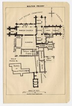 1924 Original Vintage Plan Of Bolton Priory / Bolton Abbey / England - £13.45 GBP
