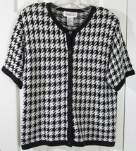 Pre-Owned Talbots SS Black &amp; White Patterned Cardigan Sweater, Large - $14.99