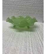 Fenton Jadite Wide Rib Footed Bowl Green Art Glass Vintage 1930s - $40.32 CAD