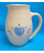 Creamer Pitcher Ceramic Pottery Country Heart Design Artist Signed Blue - £19.77 GBP