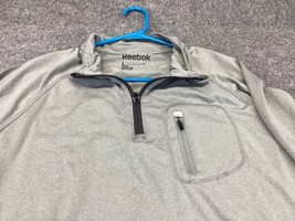 Reebok 1/4 Zip Pullover Mens Large Gray Shirt Long Sleeves Athletic Mock Neck - £8.69 GBP