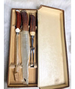 RedLeaf Sheffield England Deer Stag Horn Handle Carving Knife Set John W... - £86.37 GBP