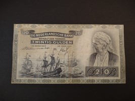 Netherlands 20 gulden banknote &quot;Emma&quot; from 1930s -1940s, World War 2 - $37.50
