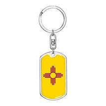 New Mexico State Flag Swivel Keychain Dog Tag Stainless Steel or 18k Gold - £35.16 GBP