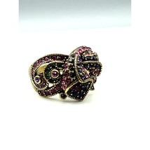 Vintage Heidi Daus Captivating Calla Lily Ring with Jewel Tone Pave Crystals on - $75.47