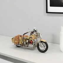 9 Inch Cream Metal Hand Painted Vintage Mid-Century Motorcycle Model - $150.49
