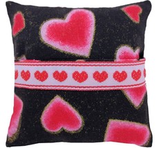 Tooth Fairy Pillow, Black, Heart Print Fabric, Heart Braid Trim for Girls - $4.95