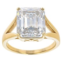 6.04Ctw Emerald Cut Moissnaite 10K Yellow Gold Solitaire Engagement Women&#39;s Ring - £234.06 GBP