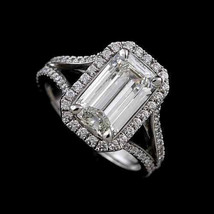 14k White Gold 3.00Ct Emerald Cut Simulated Diamond Engagement Ring in Size 9.5 - £216.40 GBP