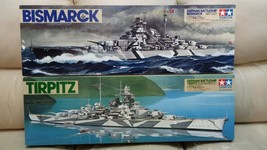 2 Motorised Tamiya Plastic 1/350 Bismarck and Tirpitz WW2 Battleship model kits - £171.62 GBP