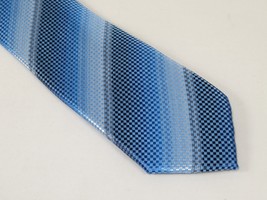 Mens Narrow Tie/Hankie Set Woven Vito Rofolo VTR-103 Blue Pique Stripe image 3