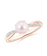 ANGARA Akoya Pearl Twist Shank Ring in 14K Solid Gold (Grade: AAAA | 6mm) - $1,269.74