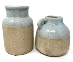 Pottery Jug and Vase Natural and Blue Glaze Set of 2 - $23.74