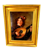Frans Hals Der Narr (The Fool) Lute Mandolin Player Framed Porcelain V L... - £587.28 GBP