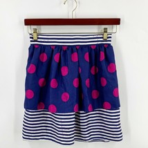 Britt Ryan Silk Mini Skirt Size 0 Blue Pink Polka Dot Striped Layered Wo... - $24.75