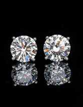 1.20 Ct Round CZ White Diamond Solitaire Stud Earrings 14K White Gold Plated - £23.96 GBP