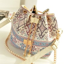 Bag for Women Bohemia Style Canvas Drawstring Bucket Bag Pearl Shoulder Handbags - £18.97 GBP
