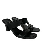 Paul Green Sandals 6.5 Block Heel Black Leather Open Toe Slip On Shoes H... - £47.12 GBP