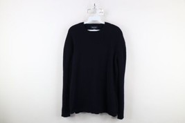 Vintage 90s Nautica Mens Large Distressed Wool Knit Crewneck Sweater Navy Blue - $34.60