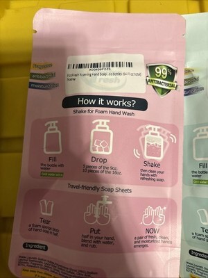 Fizz Fresh Foaming Hand Soap Refills, Foam Hand Sponges- 3 Peach, 4 Jasmine Item image 2
