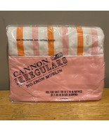 Vintage Cannon Muslin Pink Orange Stripes Full Flat Sheet Irregular Cott... - $33.94 CAD
